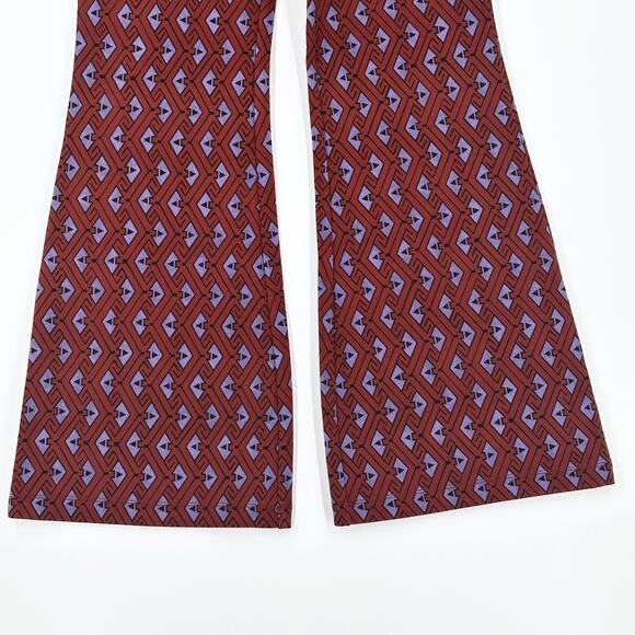 Anthropologie The Joni Flare Pants Small Ponte Knit Pull On Retro Geometric Boho - Picture 3 of 11